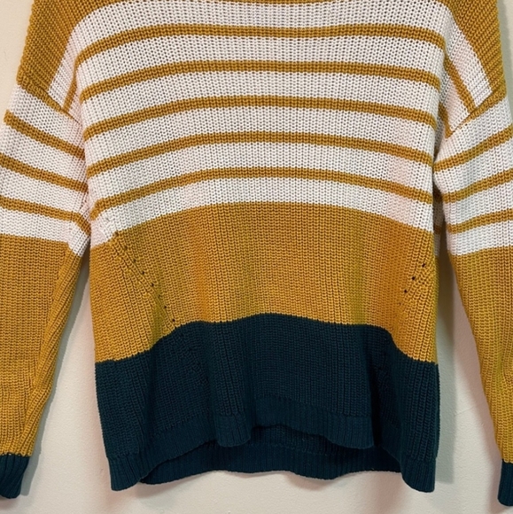Mustard Yellow/Green Striped Long Sleeve Sweater - Picture 4 of 4